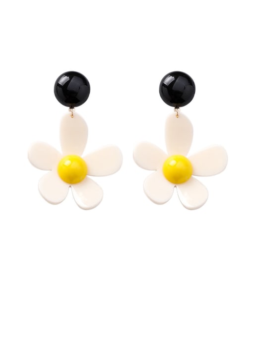 Girlhood Alloy With Platinum Plated Simplistic Flower Drop Earrings 0