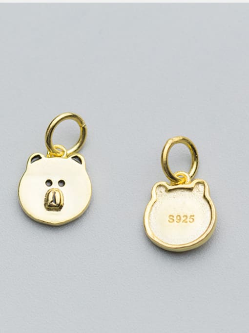 FAN 925 Sterling Silver With 18k Gold Plated Cute Animal Pig Charms 1