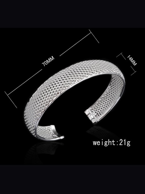 Ya Heng Simple Silver Plated Copper Opening Women Bangle 3