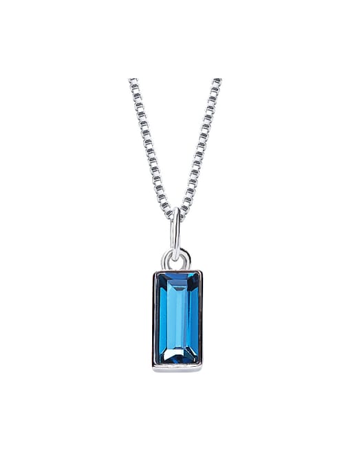 Blue S925 Silver Suare-shaped Necklace