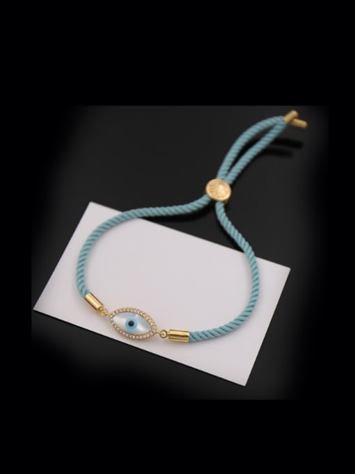 Gold + blue Eye Shaped Copper Sterecth Bracelet