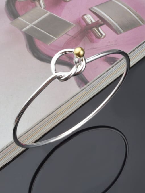 Ya Heng Simple Knot Silver Plated Copper Bangle 2