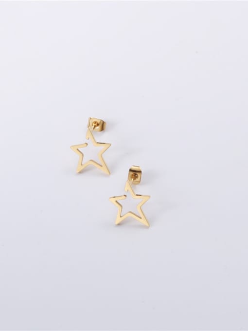 GROSE Titanium With Gold Plated Simplistic Star Stud Earrings 4