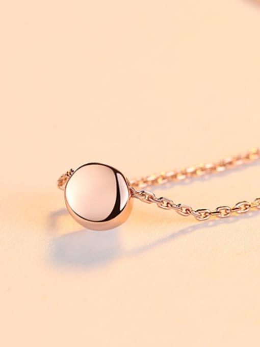 Rose gold-15G05 925 Sterling Silver With Smooth  Simplistic Round  Necklaces