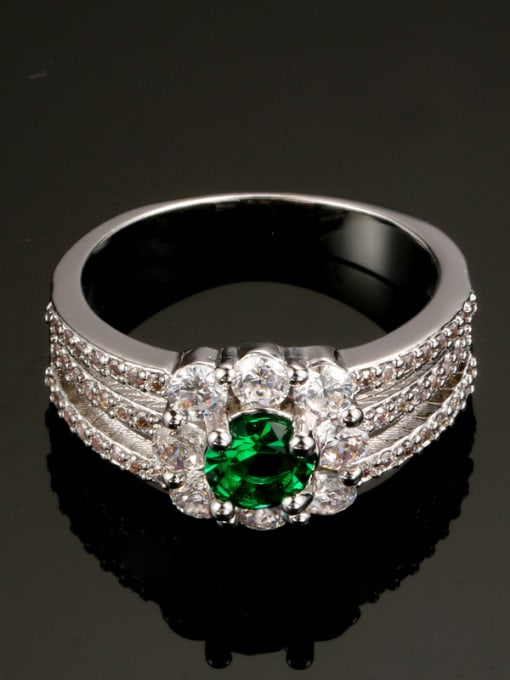 ZK Emerald Zircon Noble Engagement Fashion Ring 1