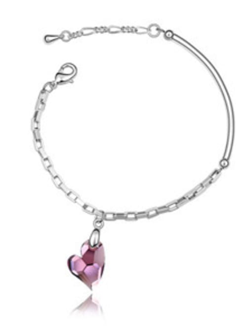 Purple Simple Heart austrian Crystal Alloy Bracelet