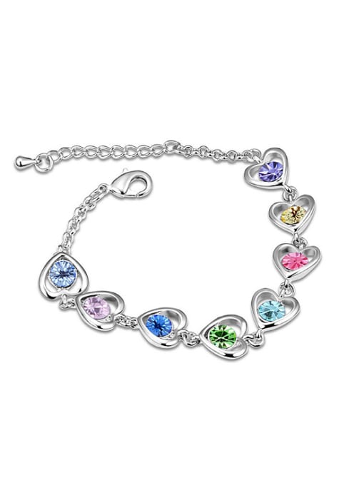 multi-color Fashion Oval austrian Crystals Heart Alloy Bracelet