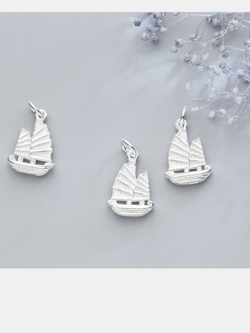 FAN 925 Sterling Silver With Silver Plated Personality sailboat Charms 1