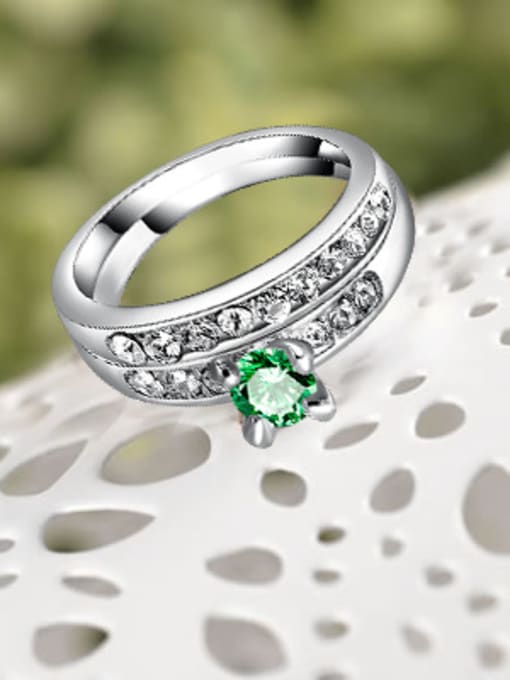 Ronaldo Elegant Green Zircon Platinum Plated Ring 2