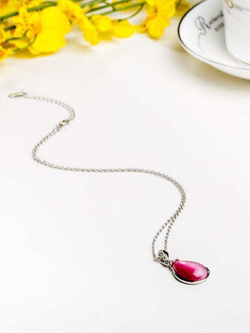 Ronaldo Pink Water Drop Shaped Opal Stone Necklace 2