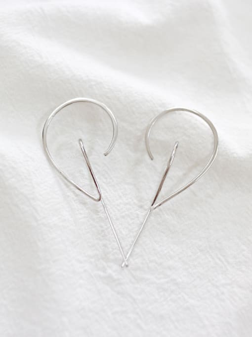 DAKA Personalized Simple Silver Linear Smooth Earrings