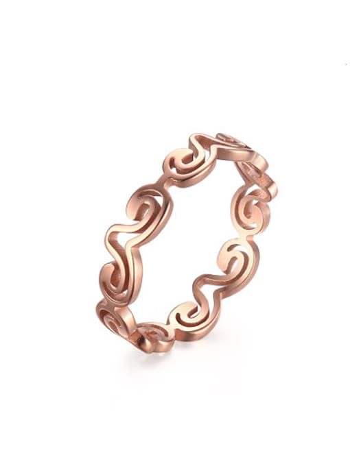 CONG Fresh Rose Gold Plated Hollow Titanium Ring 0