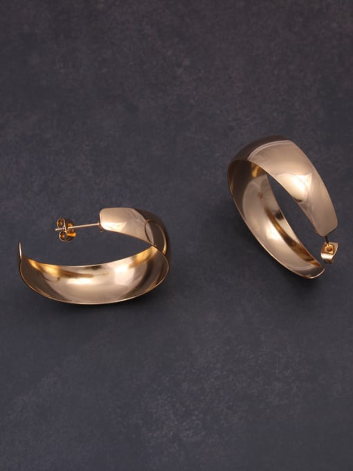 GROSE Titanium With Rose Gold Plated Simplistic Geometric Hoop Earrings 2