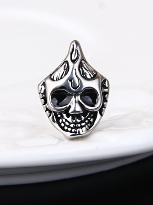 BSL Stainless Steel With Antique Silver Plated Personality Ghost Head Stud Earrings 0