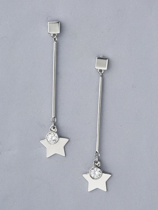 One Silver Women Star Shaped Drop Earrings 0