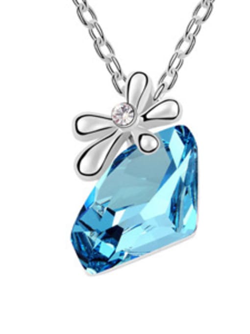 light blue Fashion Clear austrian Crystal Flower Alloy Necklace