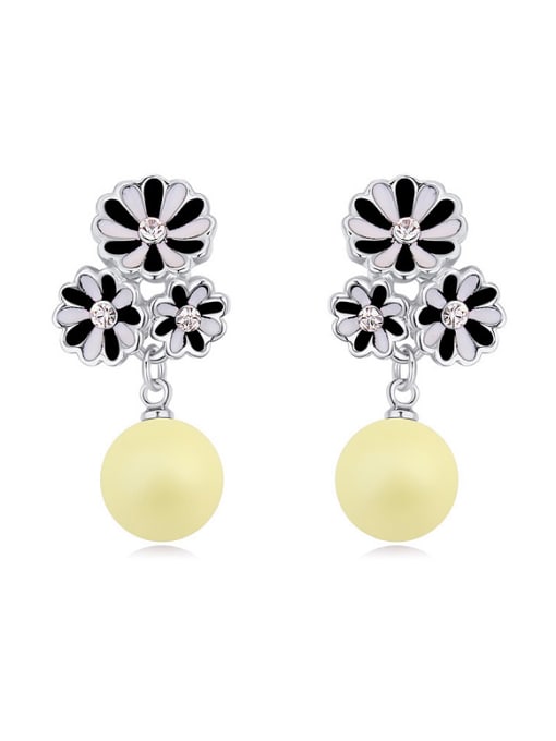 QIANZI Fashion Flowers Imitation Pearls Alloy Stud Earrings 0