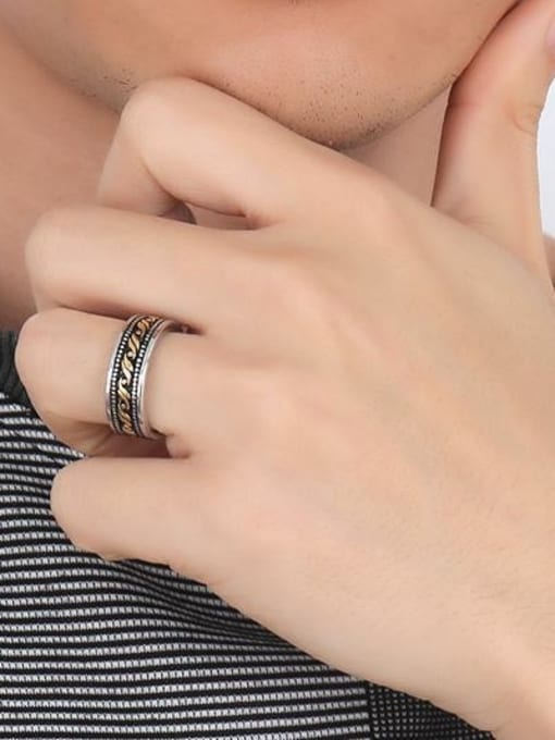 Gold Fashion Double Color Design Geometric Shaped Titanium Ring