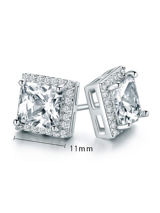 White-7MM White Zircon stud Earring