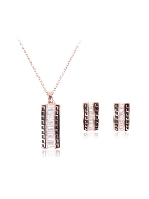 BESTIE Alloy Rose Gold Plated Fashion Artificial Crystal Arch-shaped Two Pieces Jewelry Set 0