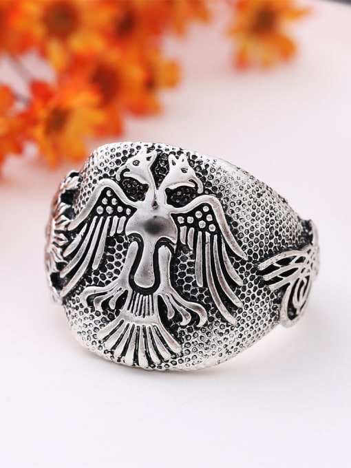 Wei Jia Punk style Double Eagle Antique Silver Plated Alloy Ring 3