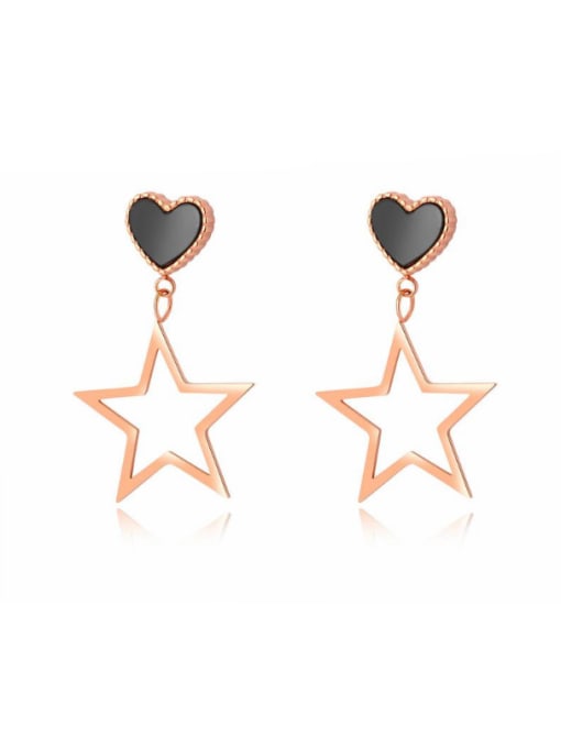 Open Sky Stainless Steel With Rose Gold Plated Classic Star With heart Earrings