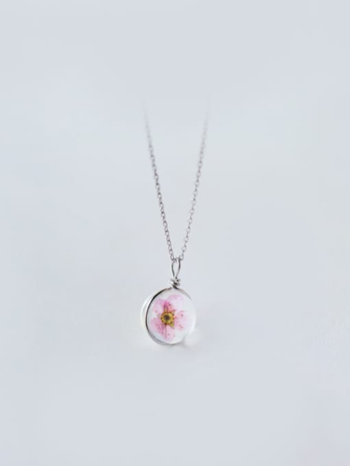 Rosh S925 Silver Plum Blossom Round Necklace