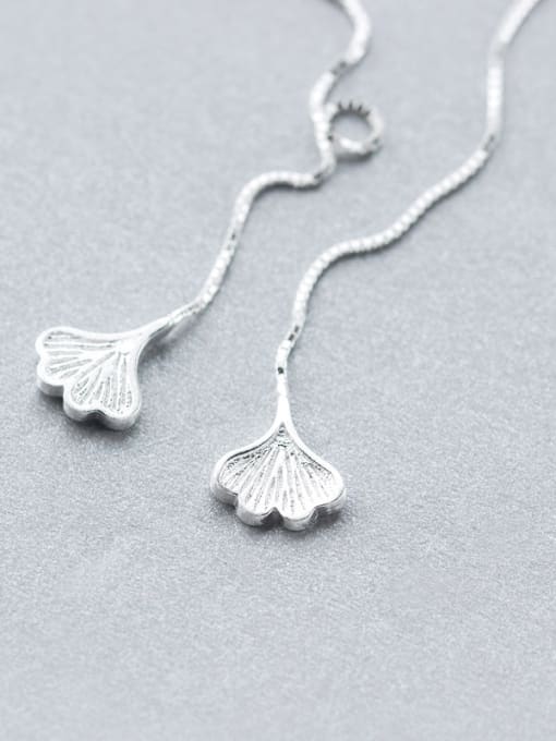 Rosh Women All-match Leaf Shaped S925 Silver Line Earrings 0