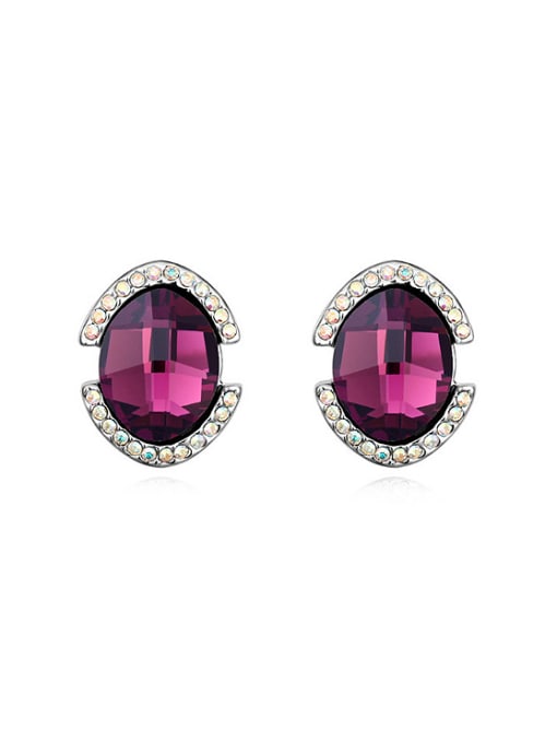 QIANZI Simple austrian Crystals-covered Alloy Stud Earrings 0