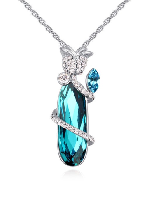 blue Fashion Oval austrian Crystal Flower Alloy Necklace