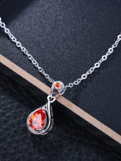 Ronaldo Trendy Red Water Drop Shaped Glass Necklace 2