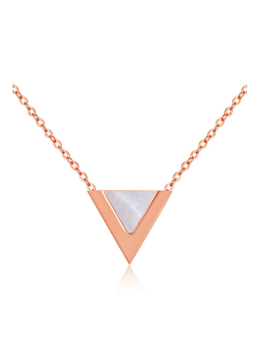white Simple Triangle Pendant Rose Gold Plated Necklace