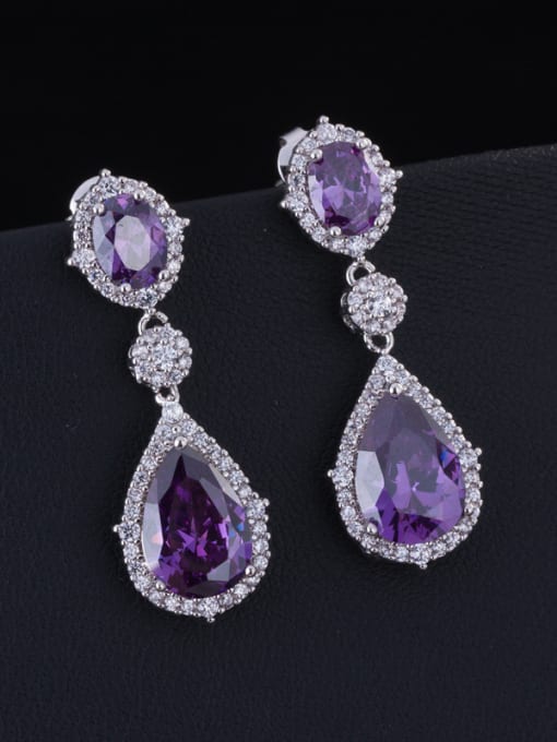 Purple Fashion Wedding Drop Chandelier earring