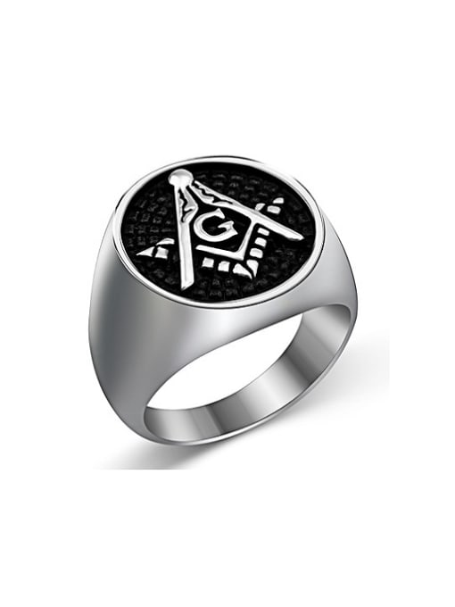 RANSSI Personalized Freemason Logo Titanium Signet Ring 0