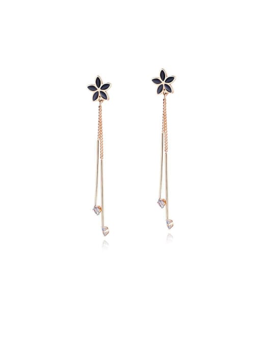 534-rose Stainless Steel With Rose Gold Plated Fashion Flower Tassel Earrings