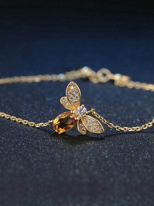 ZK Natural Yellow Crystal Olivine Small Honeybee Bracelet