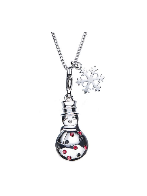 red Snowman Shaped Crystals Necklace