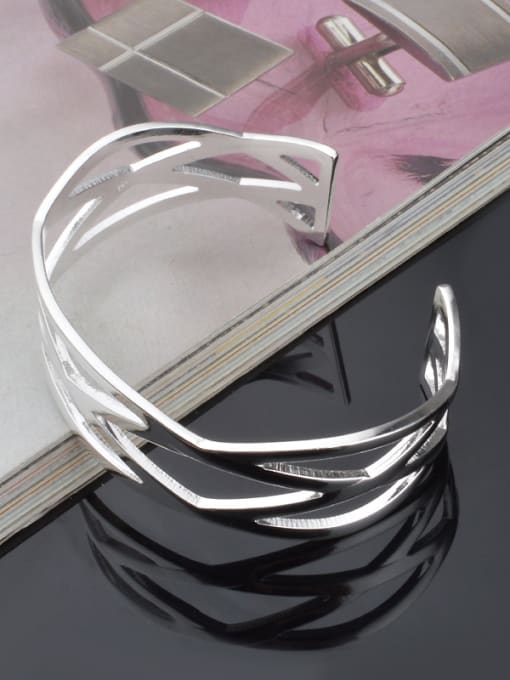 Ya Heng Simple Hollow Silver Plated Copper Opening Bangle 3