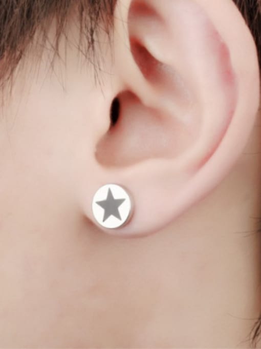 Open Sky Fashion Black Star Titanium Tiny Round Stud Earrings 1