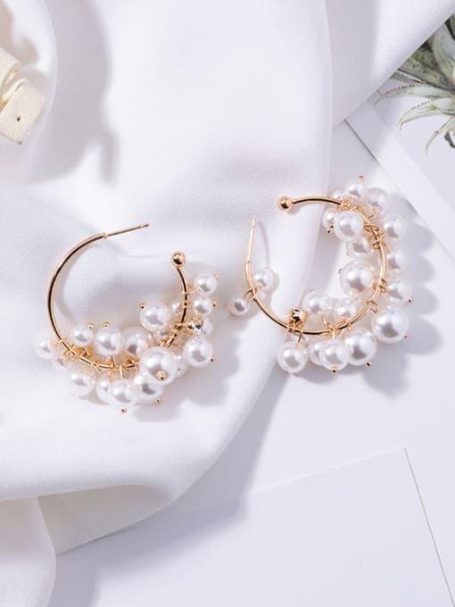 Girlhood Alloy With Gold Plated Romantic  Imitation Pearl Charm Earrings 0