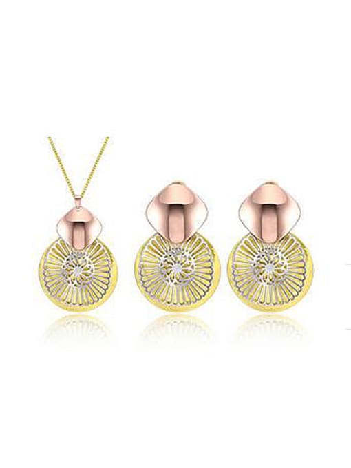 OUXI Ethnic style Gold Plated Two Pieces Jewelry Set 0