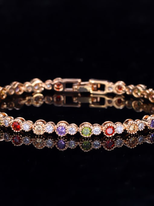 Champagne Gold Copper inlaid AAA zircon colored blazed Bracelet