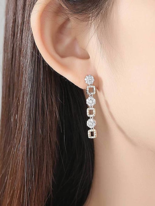 BLING SU Copper inlaid 3A zircon Style Long Fashion Earrings 1