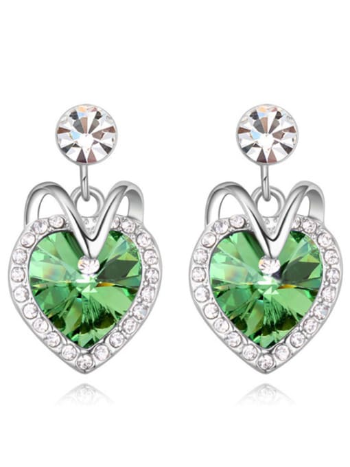 green Fashion Heart austrian Crystals-covered Alloy Stud Earrings