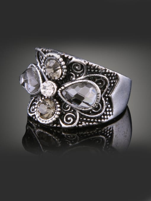 Wei Jia Retro style Crystals Antique Silver Plated Alloy Ring 1