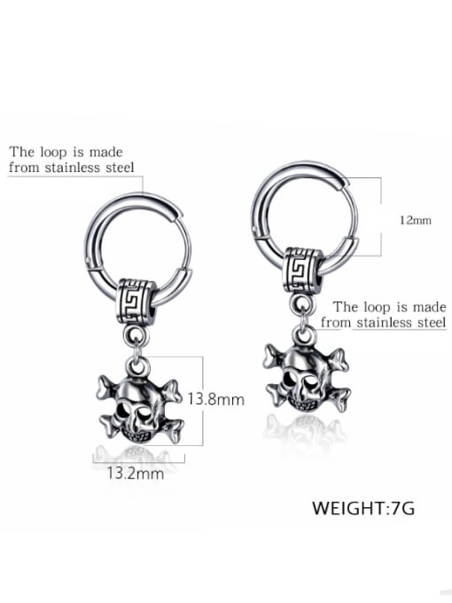 Open Sky Stainless Steel With Antique Silver Plated Vintage Skull Stud Earrings 2