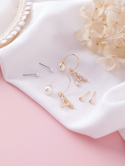 F letter A Alloy With Gold Plated Trendy Flower Geometry Mini 6-piece earrings
