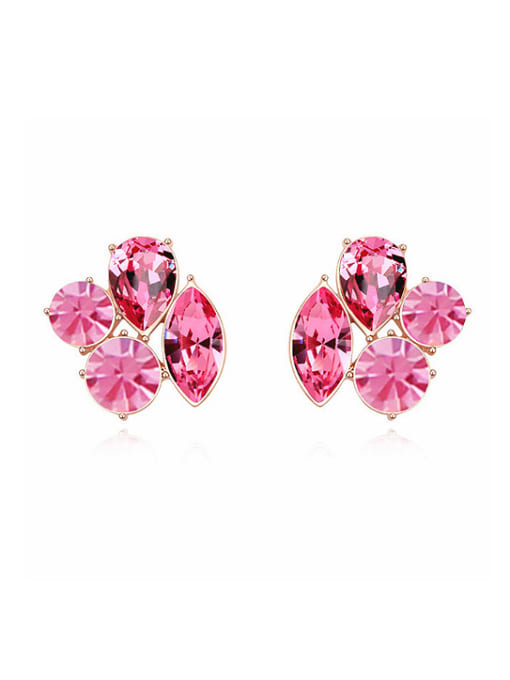 pink Personalized Geometrical austrian Crystals Alloy Stud Earrings