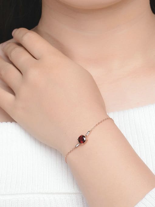 ZK Natural Small Red Garnet Micro Pave Zircon Women Bracelet 1