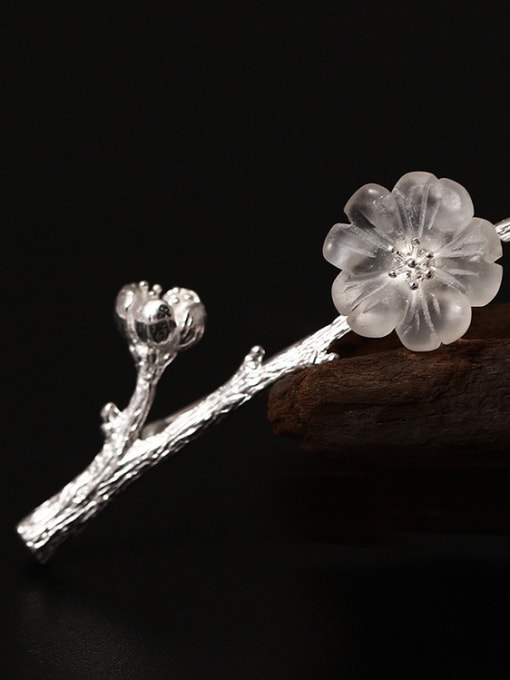 SILVER MI Crystal Plum Blossom Brooch Accessories 1